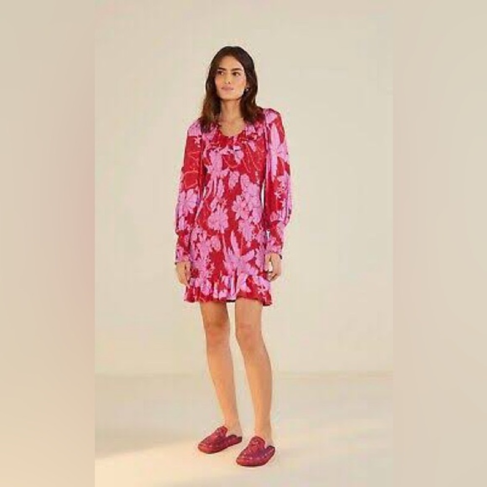 New! FARM RIO Living Nature Burgundy Mini Dress size small